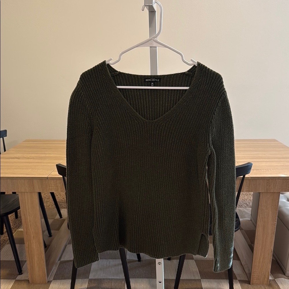 J. Crew Green V-Neck Sweater